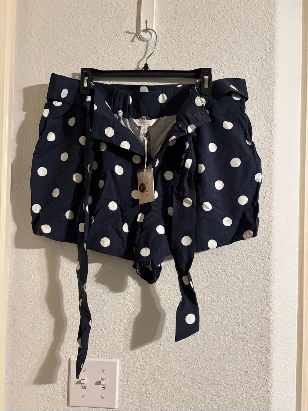 Lauren Conrad Polka Dot Tie-Waist Women's Shorts - Navy